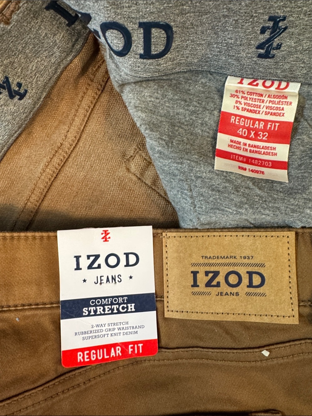 Izod Men’s dark mustard Khaki/Tan Straight-Leg Chinos 40/32 NWT - Picture 8 of 10